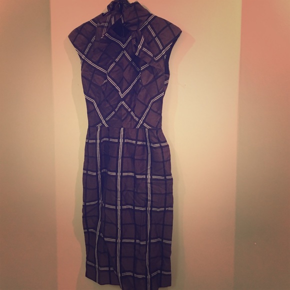 Vintage secretary dress with neck bow - 2