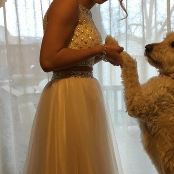Champagne two piece prom dress - Picture 3 of 4