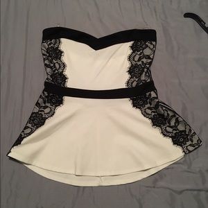 Strapless peplum top