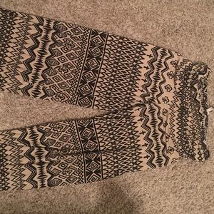 Cream and black cross pants