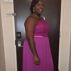 Pink gown with Lace trim