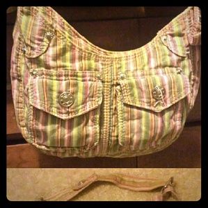 Pink and green purse