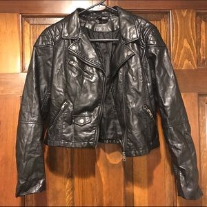 Size US 12, H&M, Divided, black leather jacket