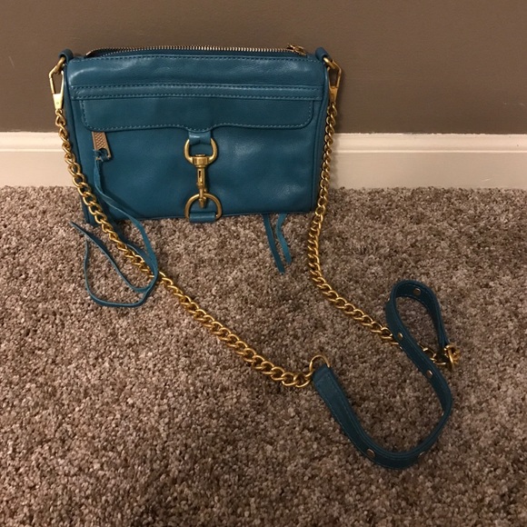 REBECCA MINKOFF MINI MAC - teal and gold