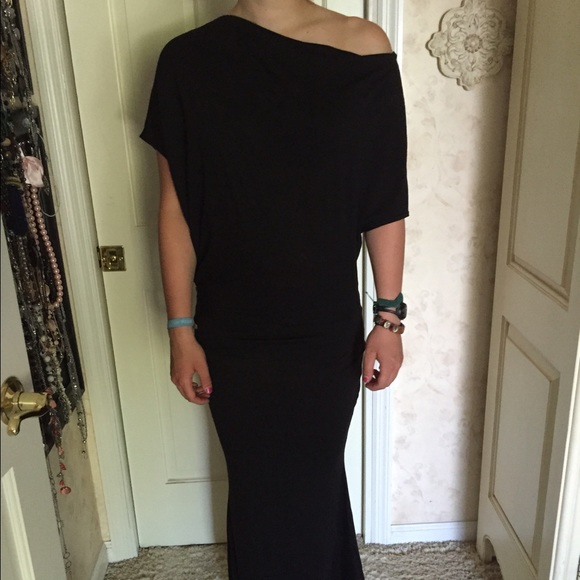 Long black dress with side shoulder!