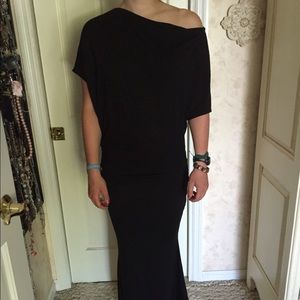 Long black dress with side shoulder!