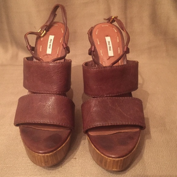 Miu Miu Wood and leather patch sling backs! - Picture 2 of 4