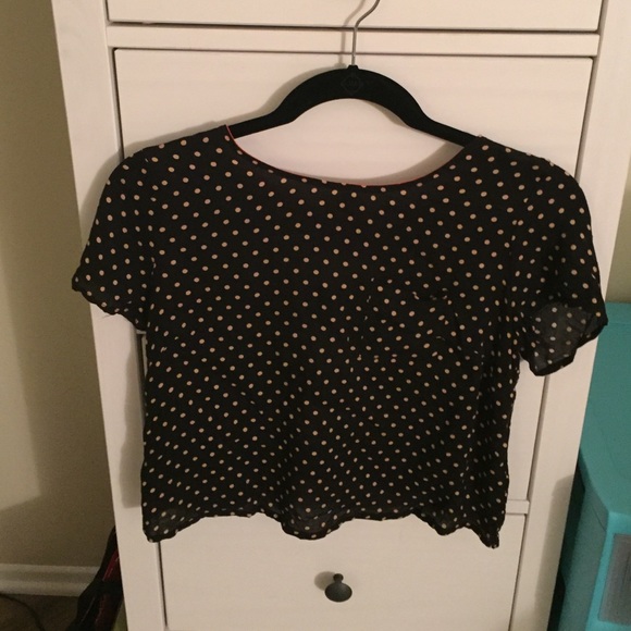 Chloe K polka dot crop top.