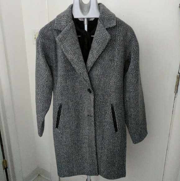 Notched Herringbone Coat NWOT