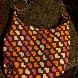 FREE with purchase-- Hearts fabric hobo bag
