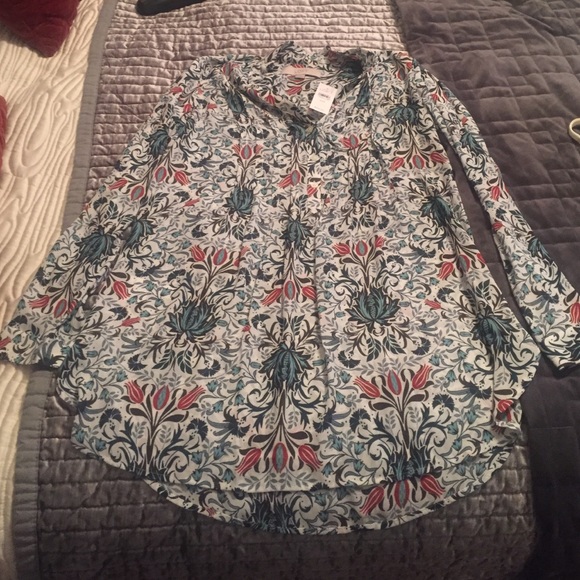 Beautiful Iris Pattern Loft Tunic Nwt - image 1