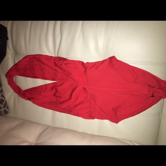 Orange/ red halter body suit