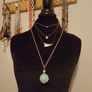 Boutique tiffany blue long layering necklace