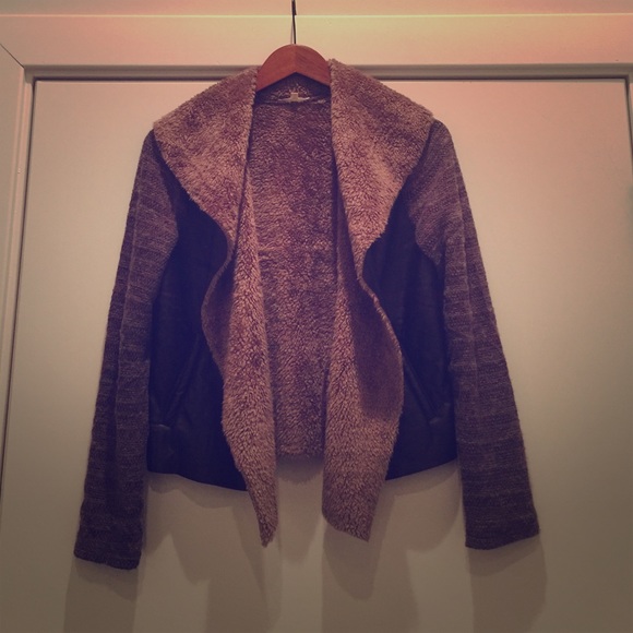Textured wrap with faux leather and fur