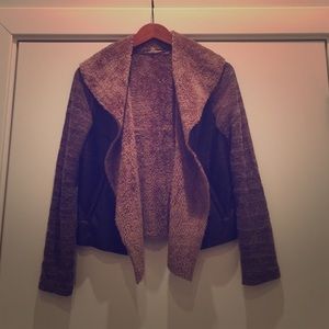 Textured wrap with faux leather and fur