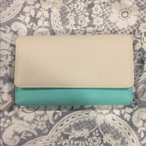 Kelly & Katie wallet - teal and ivory