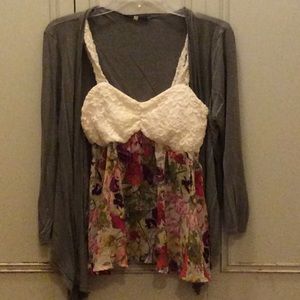 Baby doll top and green sweater