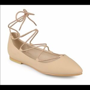 Brinley Co. Pointed Toe Lace-up Ballet Flats