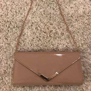 Aldo Nude Clutch Shoulder Bag Gold Chain Straps