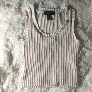Cream knit cropped tank
