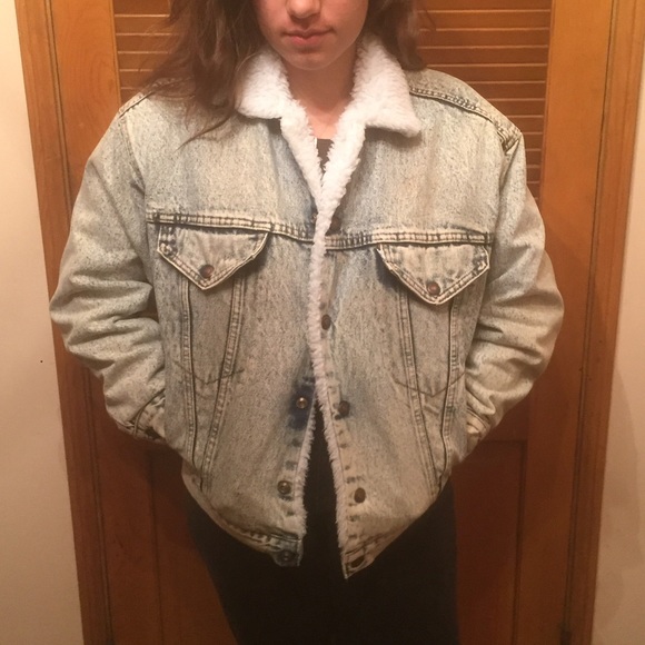 Vintage Levi's Acid Wash shearling Trucker jacket