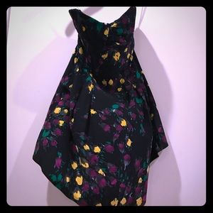 Strapless Black Floral Parker Dress