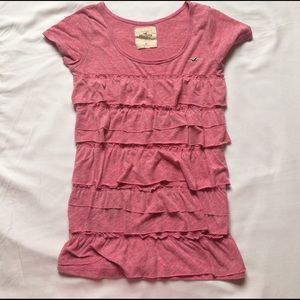 Hollister pink ruffled shirt