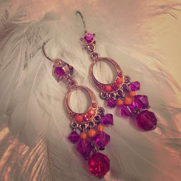 Pink and orange earrings