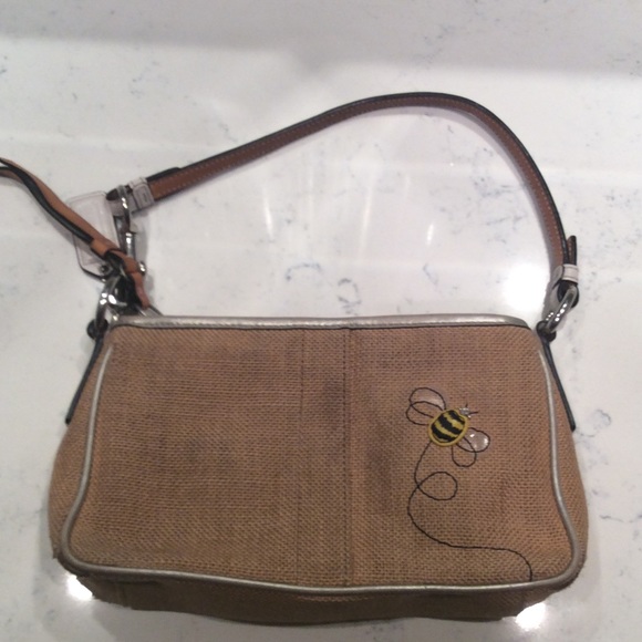 Coach bee and flower tweed clutch small purse - Picture 3 of 4