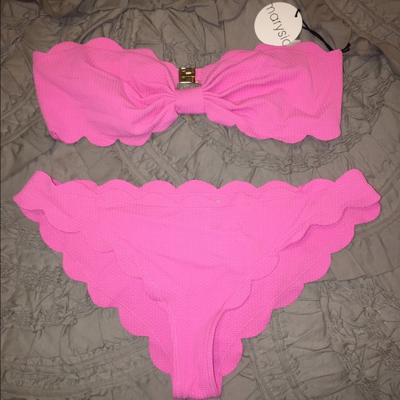 NWT Marysia pink Scalloped Bikini top and bottom