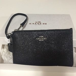 AUTHENTIC Coach Wristlet Glitter Silver/Black