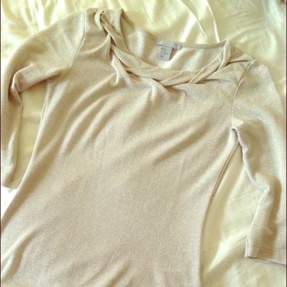 NWOT shimmery braided collar top