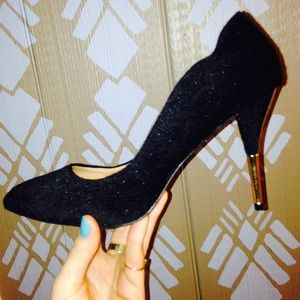 Faux Fur Black Heels