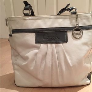 COACH white leather handbag