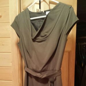 Calvin Klein olive green cowl neck dress