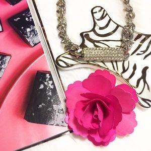 Pave Bar Silver Chain Necklace Lightweight