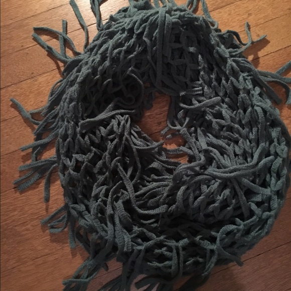 Teal fringe scarf