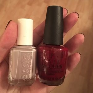 OPI St. Petersburgundy and Essie Pilates Hottie