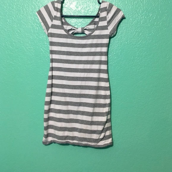 Gray and white striped mini dress