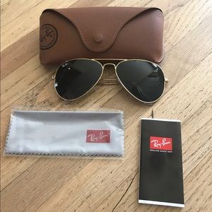 Rayban 58mm Aviators Gold frame green lens