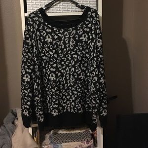 Black and grey leopard print sweater