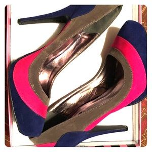 Blue - Pink - Grey Suede Pumps