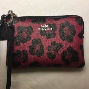 Cheetah print pink Coach coin purse