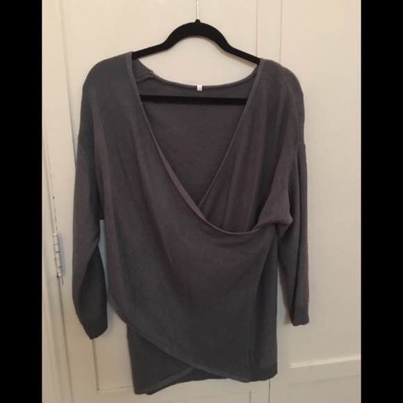 Grey long sleeve cross layer sweater