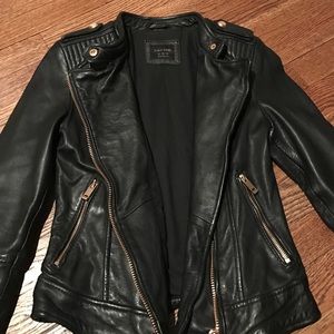 Zara Basic Black Leather Jacket XS
