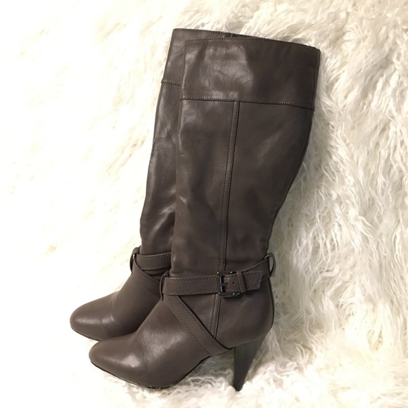 Grey brown heel boots