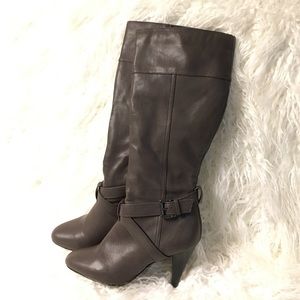 Grey brown heel boots