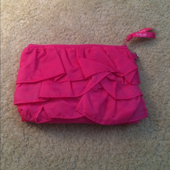 Thirty One Bags Thirtyone 31 Pink Ruffle Mini Zipper Pouch New