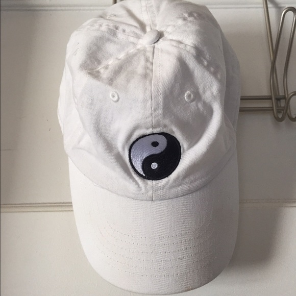 White Ying and Yang Baseball Cap