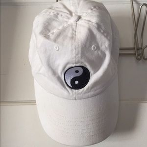White Ying and Yang Baseball Cap